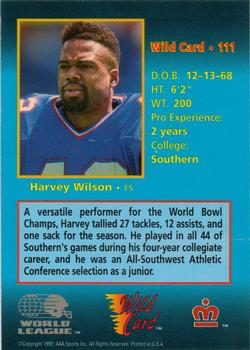 1992 Wild Card WLAF #111 Harvey Wilson Back