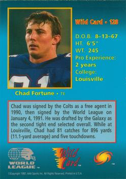 1992 Wild Card WLAF #128 Chad Fortune Back