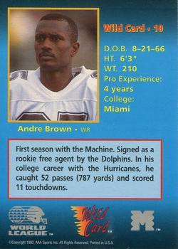 1992 Wild Card WLAF - 10 Stripe #10 Andre Brown Back
