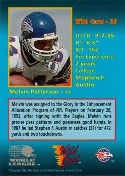 1992 Wild Card WLAF - 10 Stripe #35 Melvin Patterson Back
