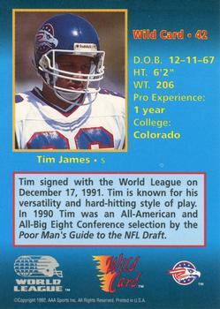 1992 Wild Card WLAF - 10 Stripe #42 Tim James Back