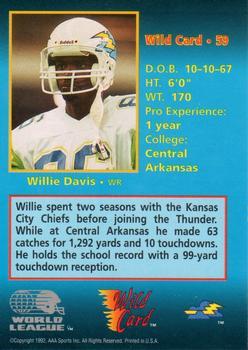 1992 Wild Card WLAF - 10 Stripe #59 Willie Davis Back