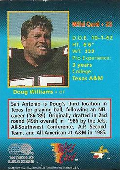 1992 Wild Card WLAF - 50 Stripe #22 Doug Williams Back