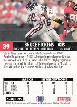 1993 SkyBox Impact #9 Bruce Pickens Back