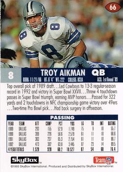 1993 SkyBox Impact #66 Troy Aikman Back