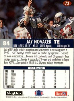 1993 SkyBox Impact #73 Jay Novacek Back