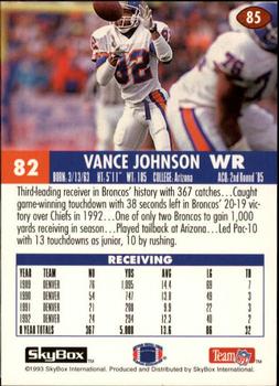 1993 SkyBox Impact #85 Vance Johnson Back