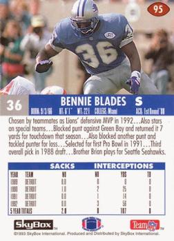 1993 SkyBox Impact #95 Bennie Blades Back
