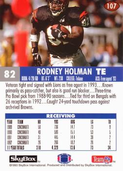 1993 SkyBox Impact #107 Rodney Holman Back