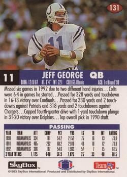 1993 SkyBox Impact #131 Jeff George Back