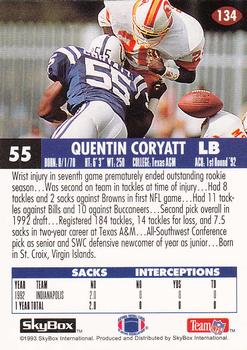 1993 SkyBox Impact #134 Quentin Coryatt Back