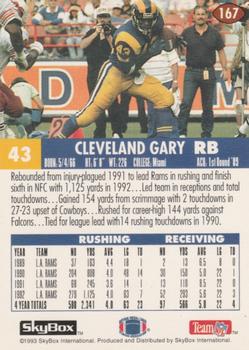 1993 SkyBox Impact #167 Cleveland Gary Back