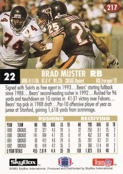 1993 SkyBox Impact #217 Brad Muster Back