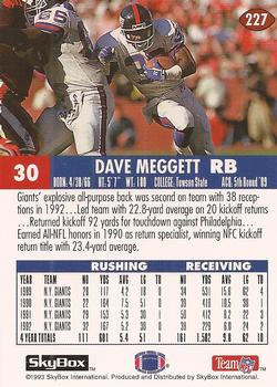 1993 SkyBox Impact #227 Dave Meggett Back
