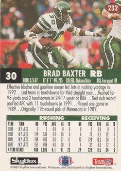 1993 SkyBox Impact #232 Brad Baxter Back