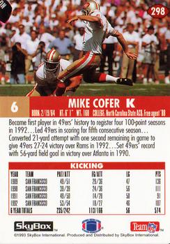 1993 SkyBox Impact #298 Mike Cofer Back