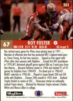 1993 SkyBox Impact #303 Roy Foster Back