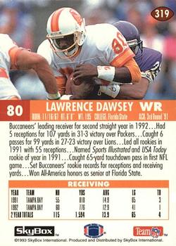 1993 SkyBox Impact #319 Lawrence Dawsey Back