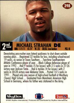 1993 SkyBox Impact #398 Michael Strahan Back