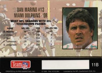 1993 Action Packed - Quarterback Club Braille #11B Dan Marino Back