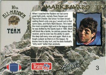 1993 Action Packed All-Madden #3 Mark Bavaro Back