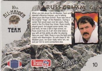 1993 Action Packed All-Madden #10 Russ Grimm Back