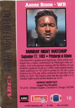 1993 Action Packed Monday Night Football #16 Andre Rison Back