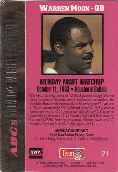 1993 Action Packed Monday Night Football #21 Warren Moon Back