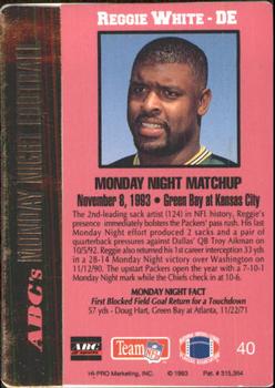 1993 Action Packed Monday Night Football #40 Reggie White Back