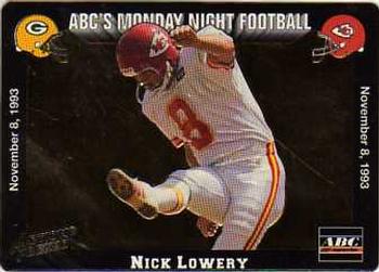 1993 Action Packed Monday Night Football #42 Nick Lowery Front