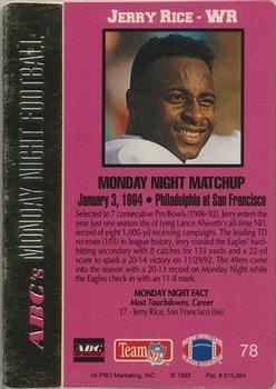 1993 Action Packed Monday Night Football #78 Jerry Rice Back
