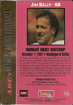1993 Action Packed Monday Night Football - 24K Gold #1G Jim Kelly Back