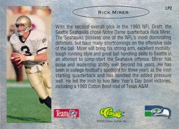 1993 Classic - Limited Prints #LP2 Rick Mirer Back