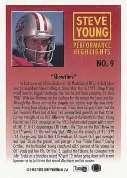 1993 Fleer - Steve Young: Performance Highlights Autographed #9 Steve Young Back