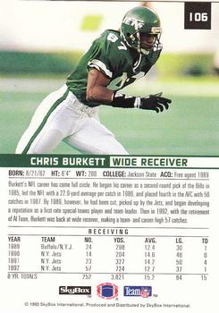 1993 SkyBox Premium #106 Chris Burkett Back