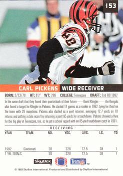 1993 SkyBox Premium #153 Carl Pickens Back