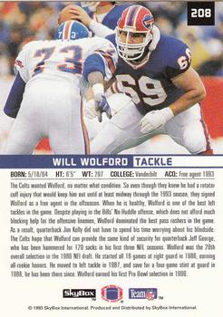 1993 SkyBox Premium #208 Will Wolford Back