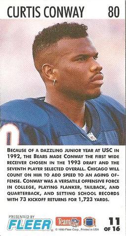 1993 GameDay - Rookie Standouts #11 Curtis Conway Back