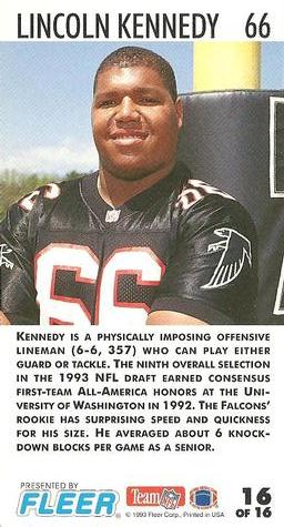 1993 GameDay - Rookie Standouts #16 Lincoln Kennedy Back