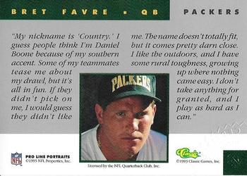 1993 Pro Line Portraits - Autographs #10 Brett Favre Back