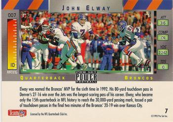 1993 Pro Set Power - Gold #7 John Elway Back