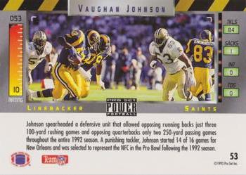 1993 Pro Set Power - Gold #53 Vaughan Johnson Back