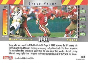 1993 Pro Set Power - Gold #108 Steve Young Back