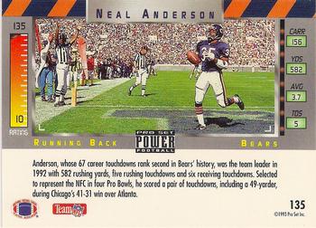 1993 Pro Set Power - Gold #135 Neal Anderson Back