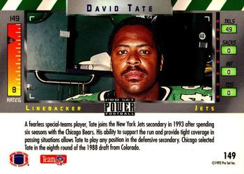 1993 Pro Set Power - Gold #149 David Tate Back