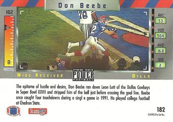 1993 Pro Set Power - Gold #182 Don Beebe Back