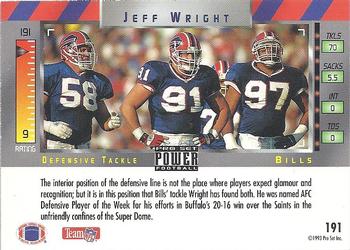 1993 Pro Set Power - Gold #191 Jeff Wright Back