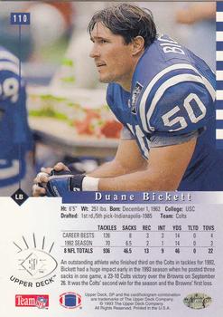 1993 SP #110 Duane Bickett Back