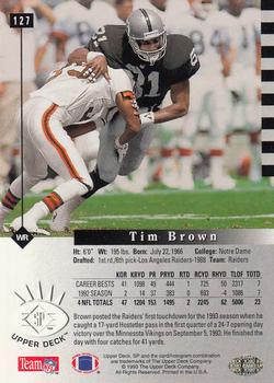 1993 SP #127 Tim Brown Back