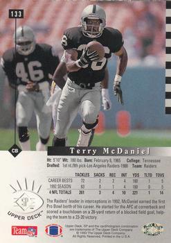 1993 SP #133 Terry McDaniel Back